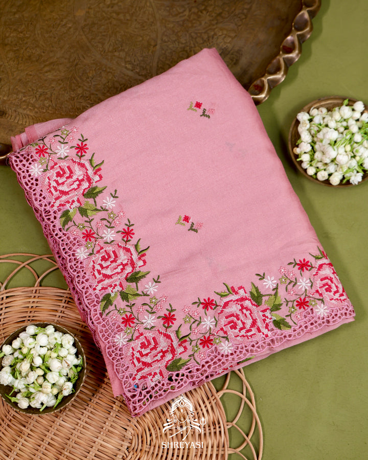 Tussar Silk Saree with Petit Point Embroidery