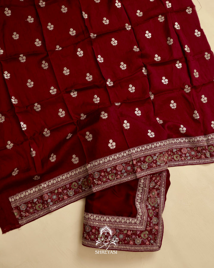 Satin Silk Saree with Embroidered Border