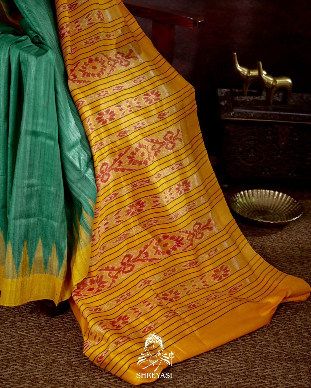 Handloom Pure Gopalpur Tussar Silk Saree with Ikat Pallu