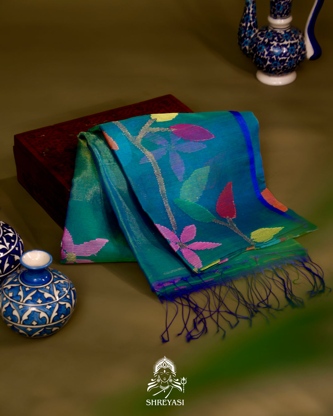 Muslin Jamdani Saree with Full Jaal Needle Weaving