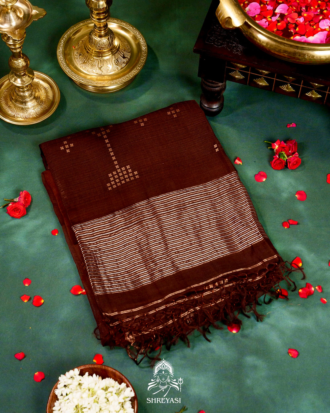Handloom Pure Double Thread Muslin Jamdani Saree with Sona Rupa Zari & Sequence Weaving