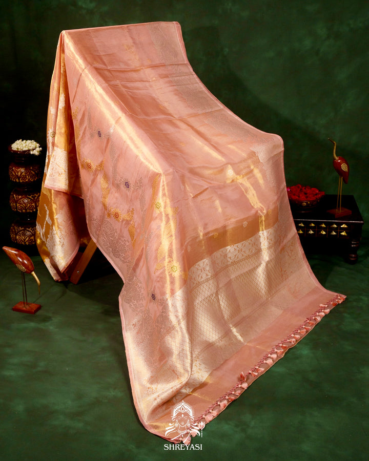 Banarasi Ektara Kora Tissue Silk Saree with Embroidered Blouse