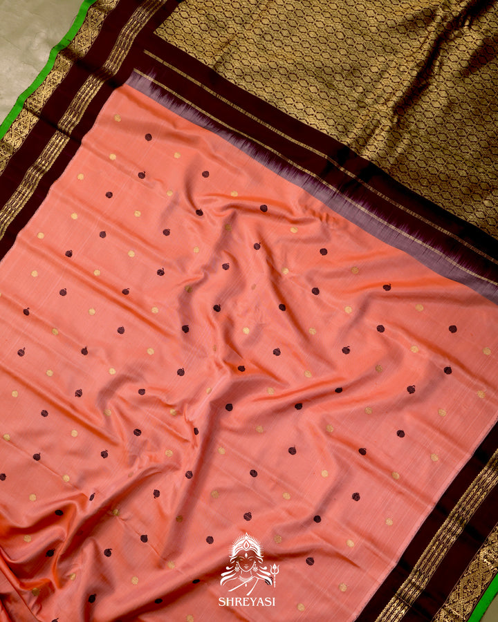 Handloom Pure Gadwal Silk Saree with Kuttu Korvai Border