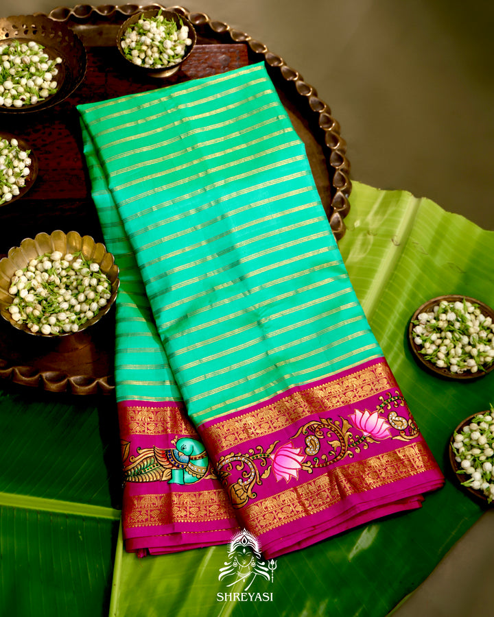 Kanjivaram Silk Saree with Tanjore Artwork