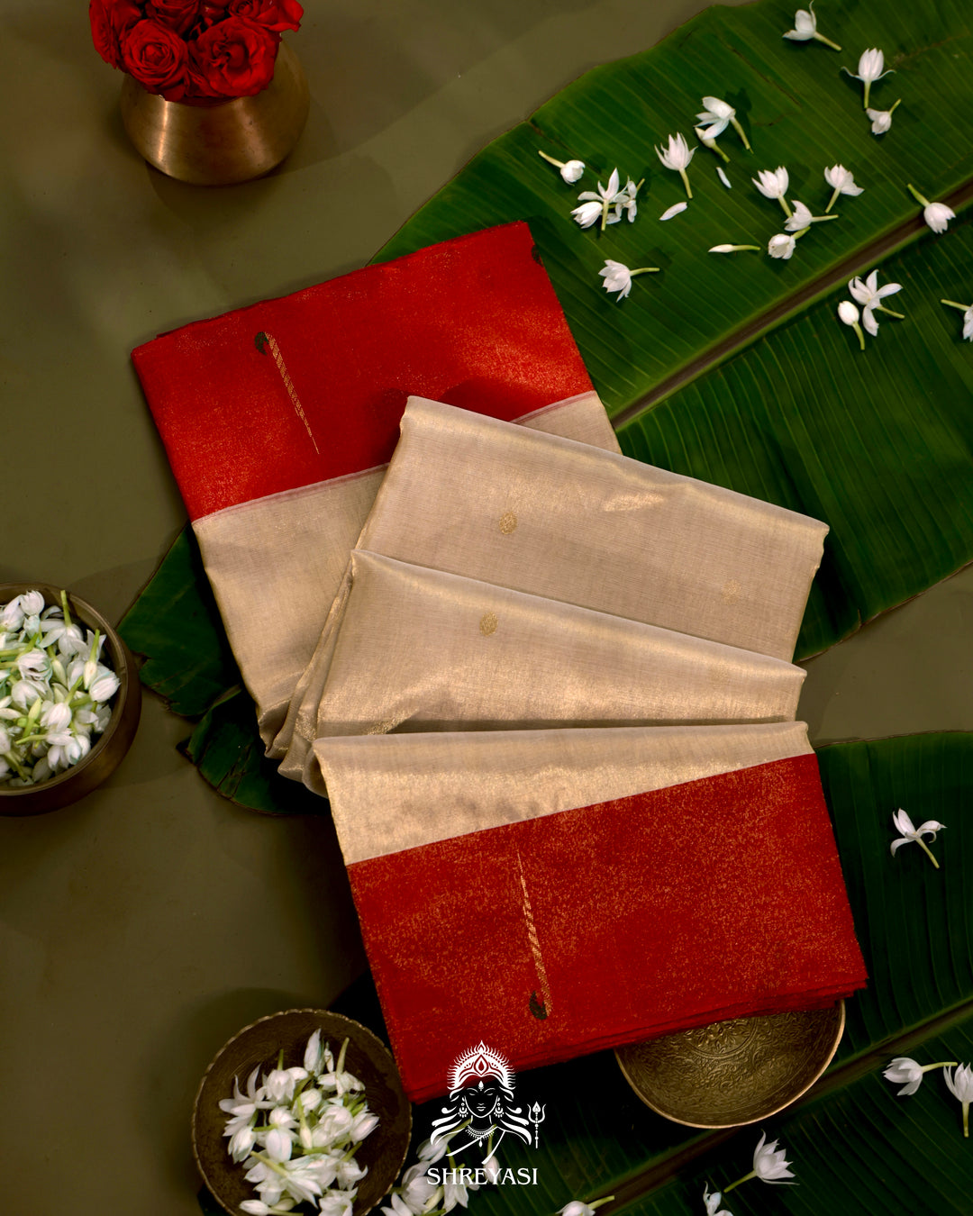 Handloom Chanderi Tissue Silk Saree with Paithani Muniya Border