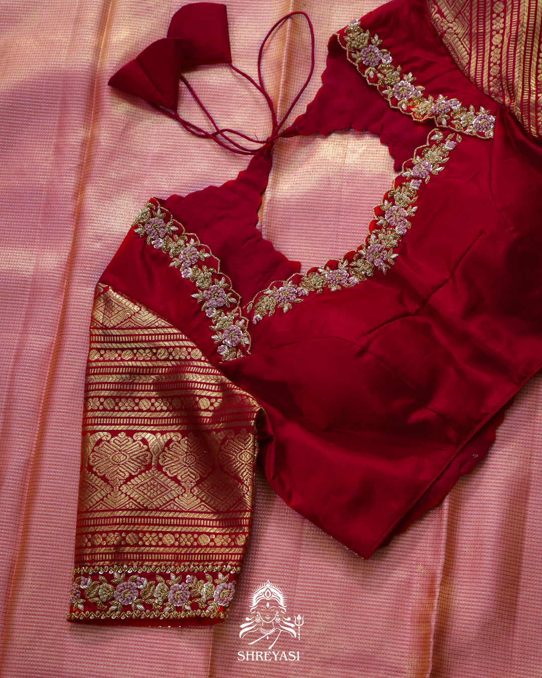 Handloom Pure Kanjivaram Tissue Silk Saree in Vairoosi Weaving with Real Zari