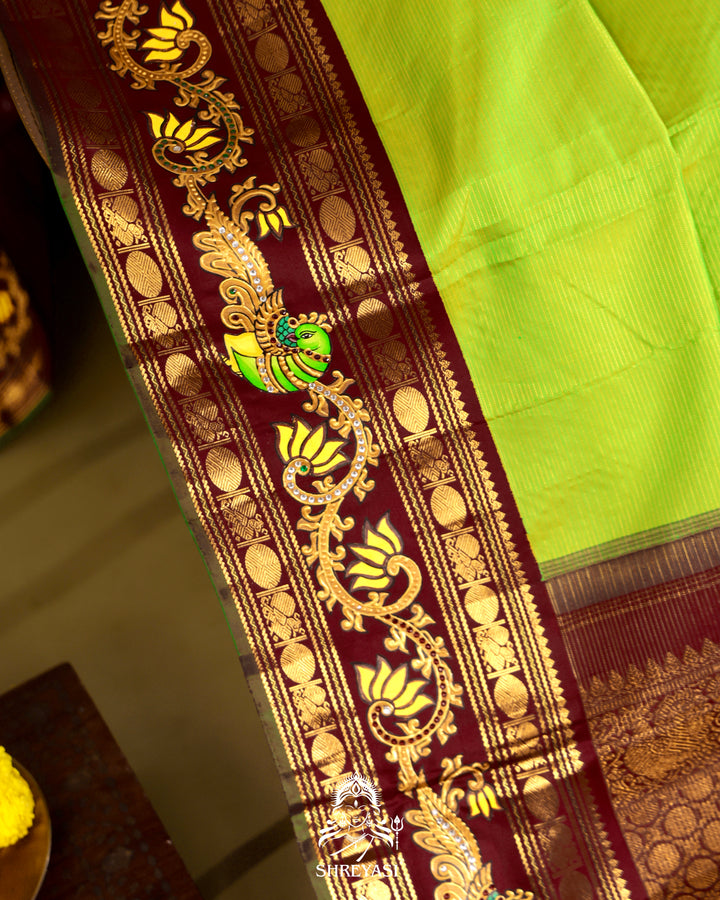 Kanjivaram Silk Saree with Tanjore Artwork