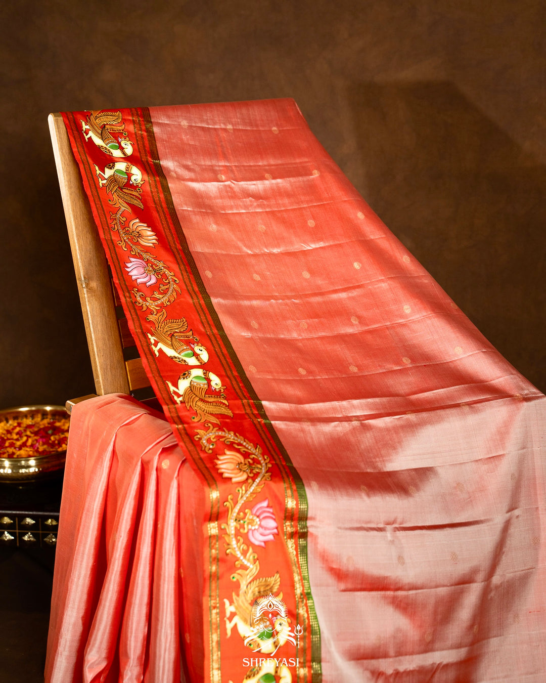 Traditional Tanjore Painting on Handloom Pure Kanjivaram Silk Sarees with Real Zari
