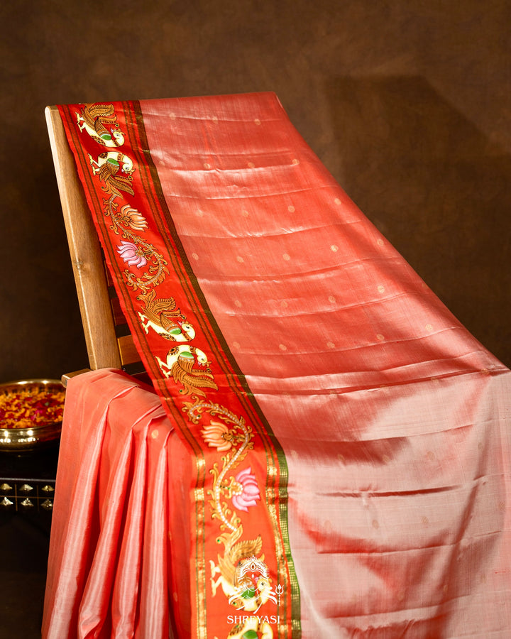 Traditional Tanjore Painting on Handloom Pure Kanjivaram Silk Sarees with Real Zari