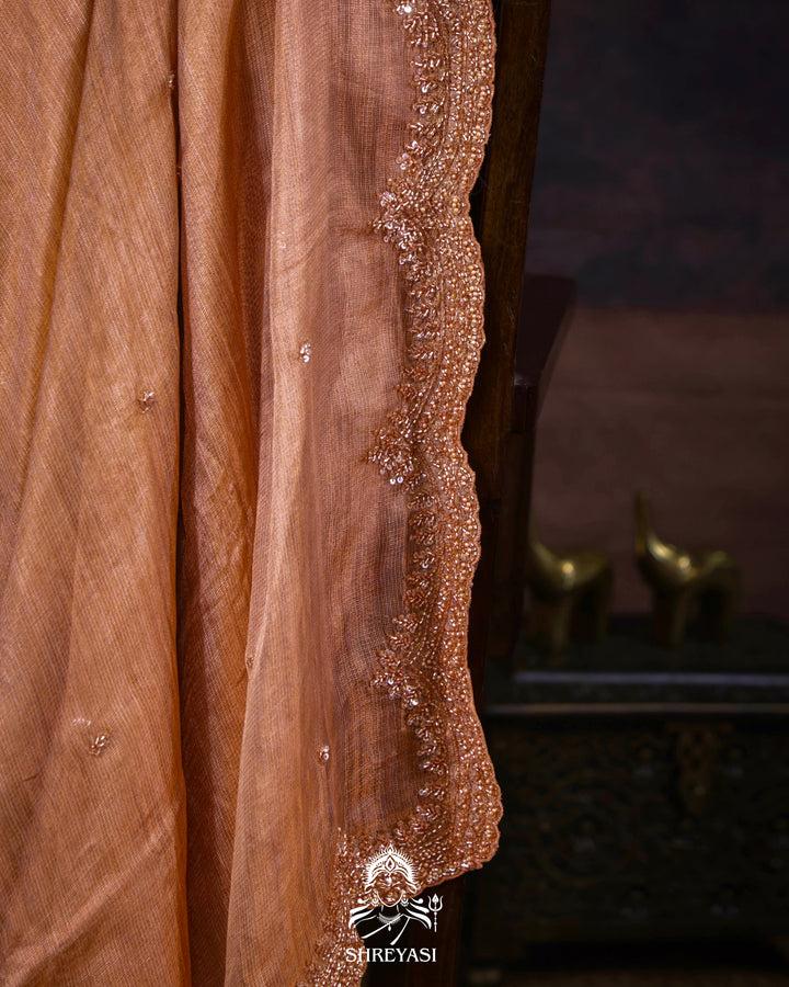 Handloom Pure Tissue Kota Saree with Hand Embroidered Borders