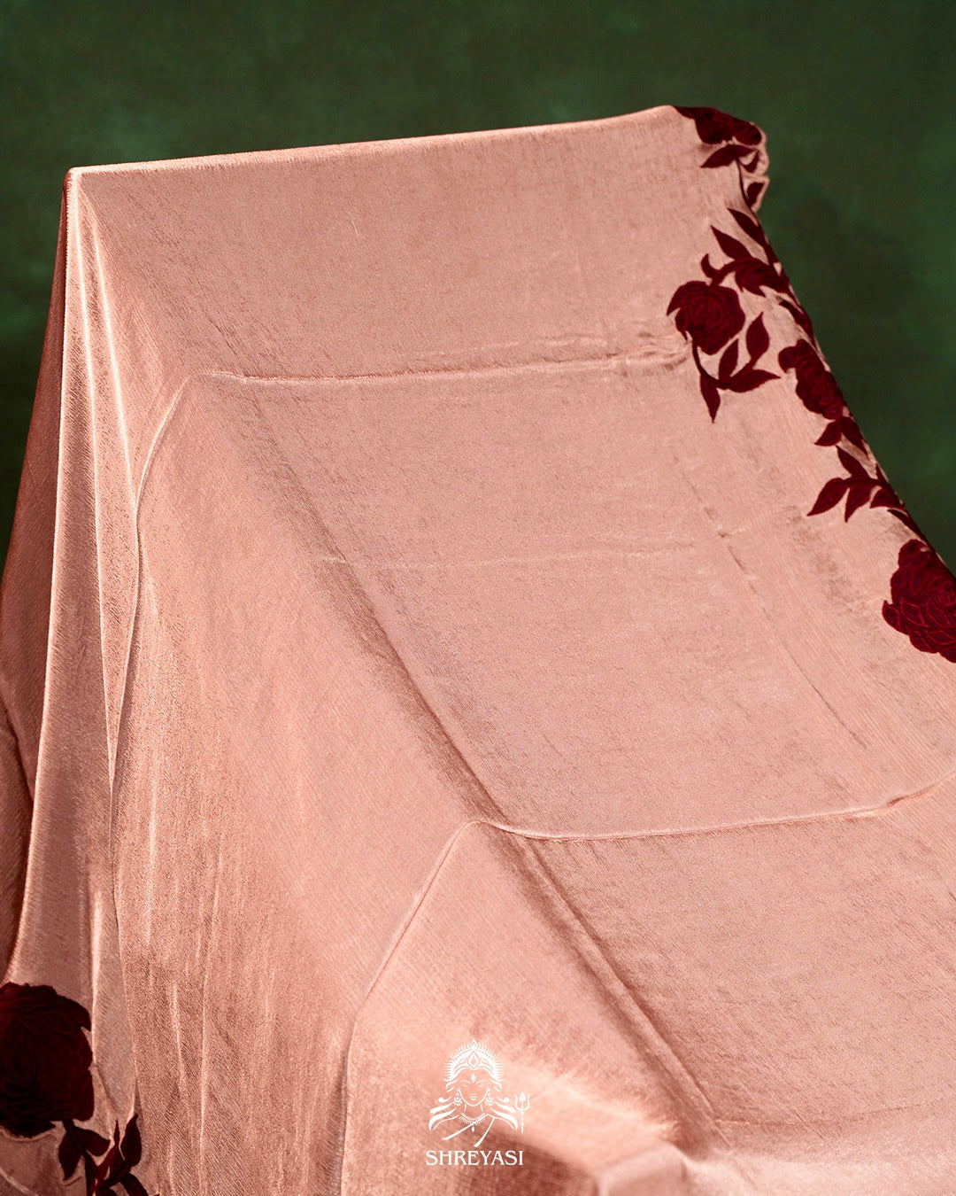 Pure Satin Silk Saree with Contrast Appliqué Borders