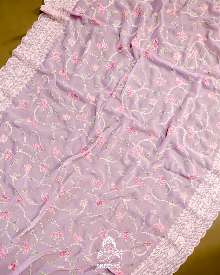 Georgette Saree with Chikankari Inspired Embroidery