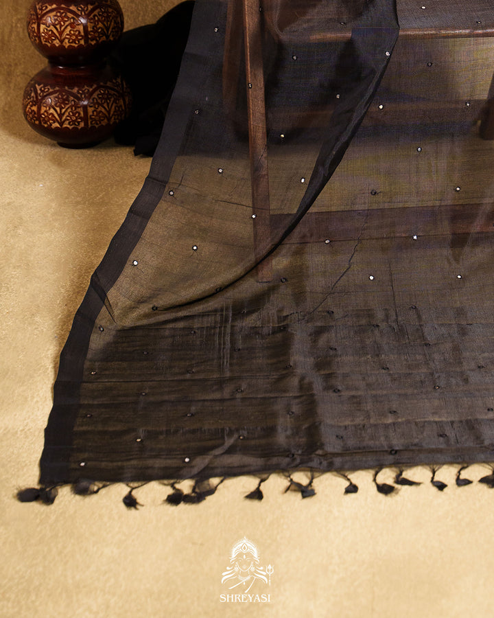 Handloom Pure Mangalagiri Silk Sarees with Mirror Work & Embroidery | Pen Kalamkari Blouse