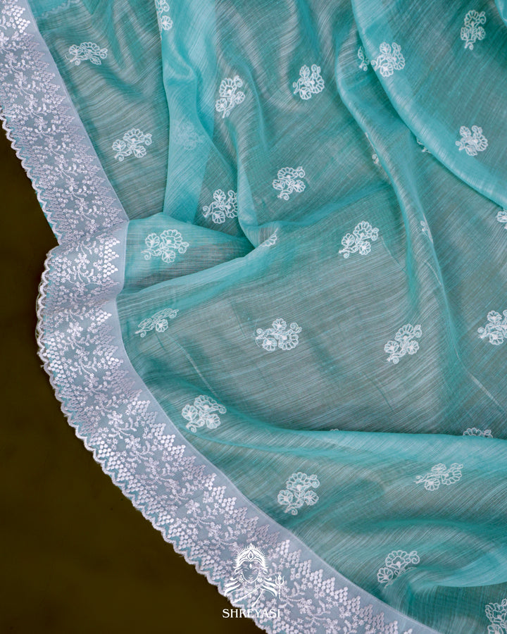 Linen Saree with Lace Borders