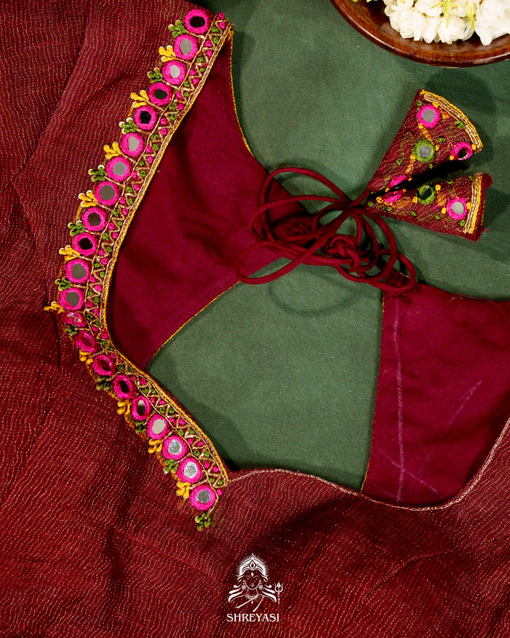 Handloom Silk Linen Jamdani Saree with Tissue Paithani Pallu