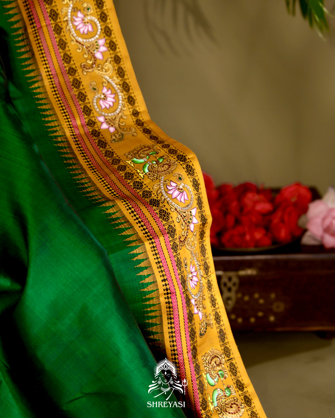 Kanjivaram Silk Saree with Tanjore Artwork