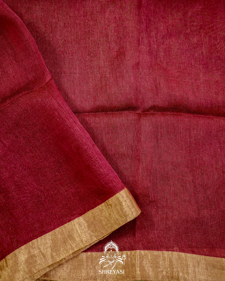 Handloom Silk Linen Jamdani Saree with Tissue Paithani Pallu