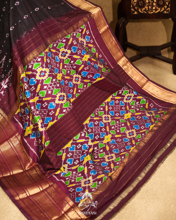 Handloom Pure Pochampally Ikkat Silk Saree with Kanchi Border