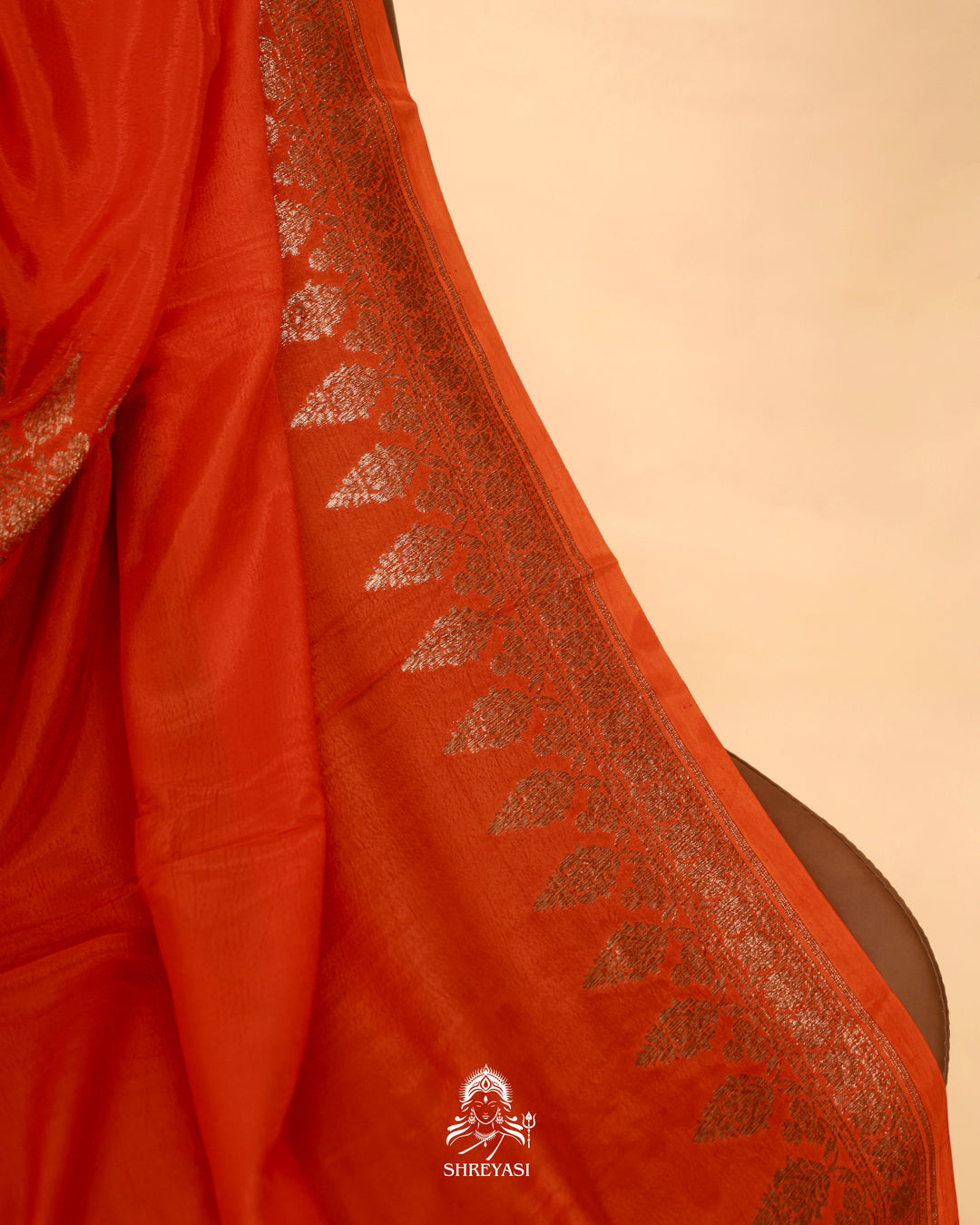 Banarasi Crepe Silk Saree with Floral Embroidered Blouse