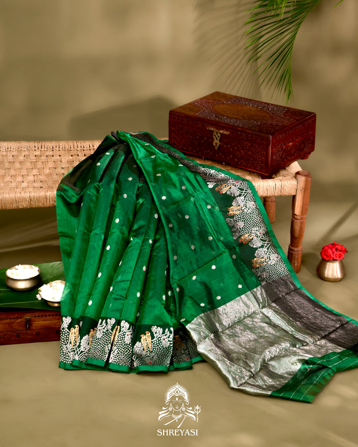 Chanderi Silk Saree with Meenakari Weaving