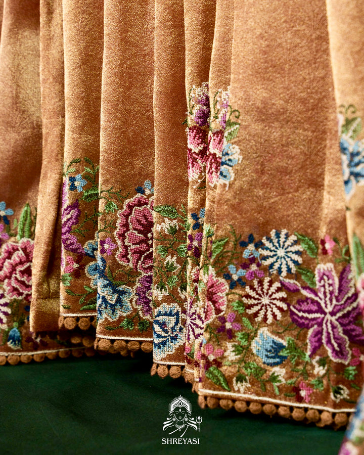 Banarasi Tissue Silk Saree with Petit Point Embroidery