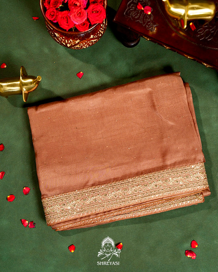 Pure Organza Silk Saree with Embroidered Border and Velvet Blouse