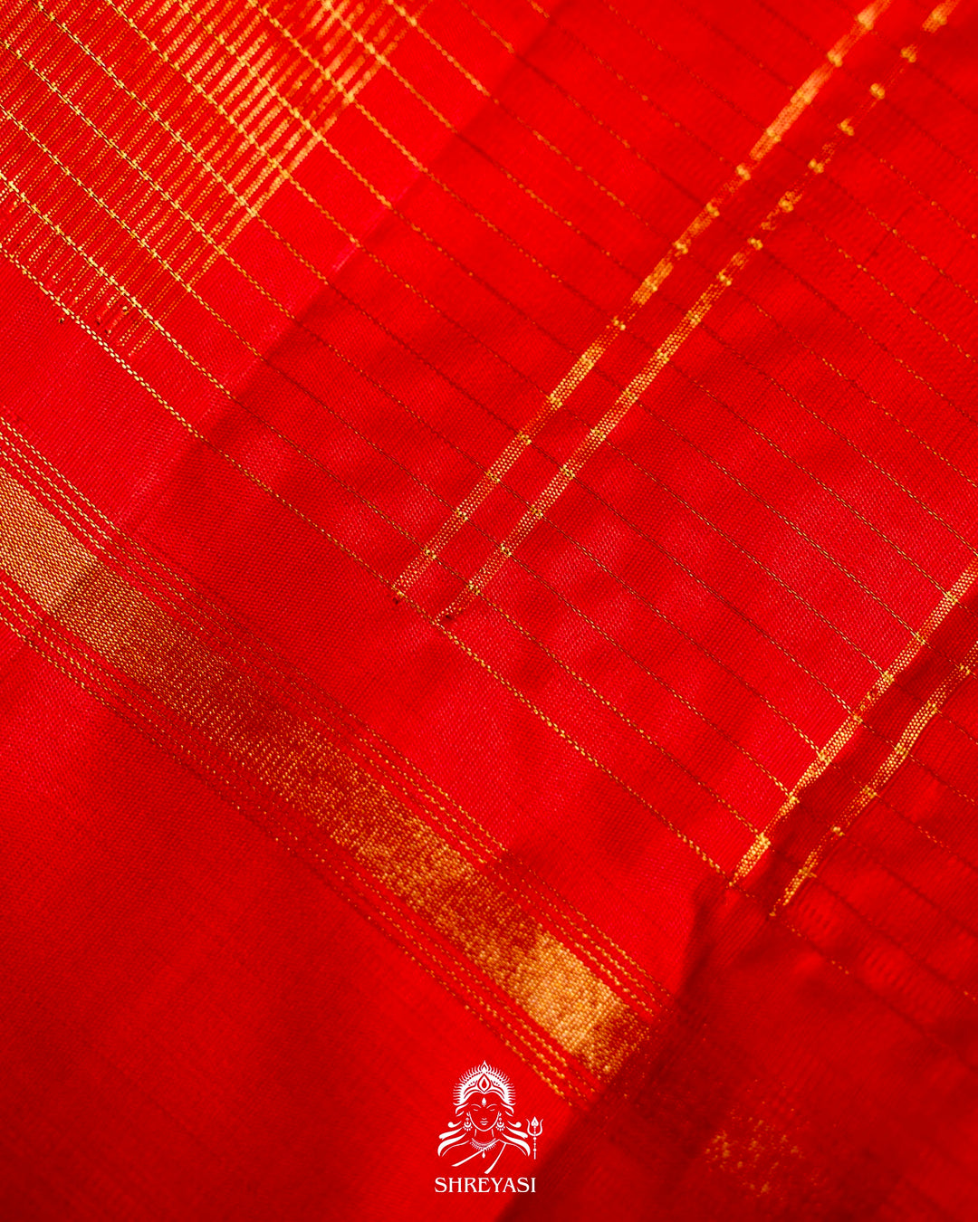 Handloom Pure Gadwal Silk Saree in Crimson Red with Gold Zari Checks