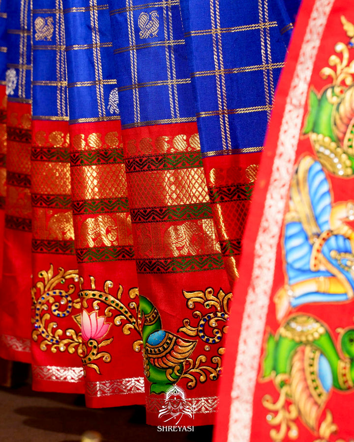 Handloom Pure Kanjivaram Silk Sarees with Real Zari and Hand Painted Tanjore Art