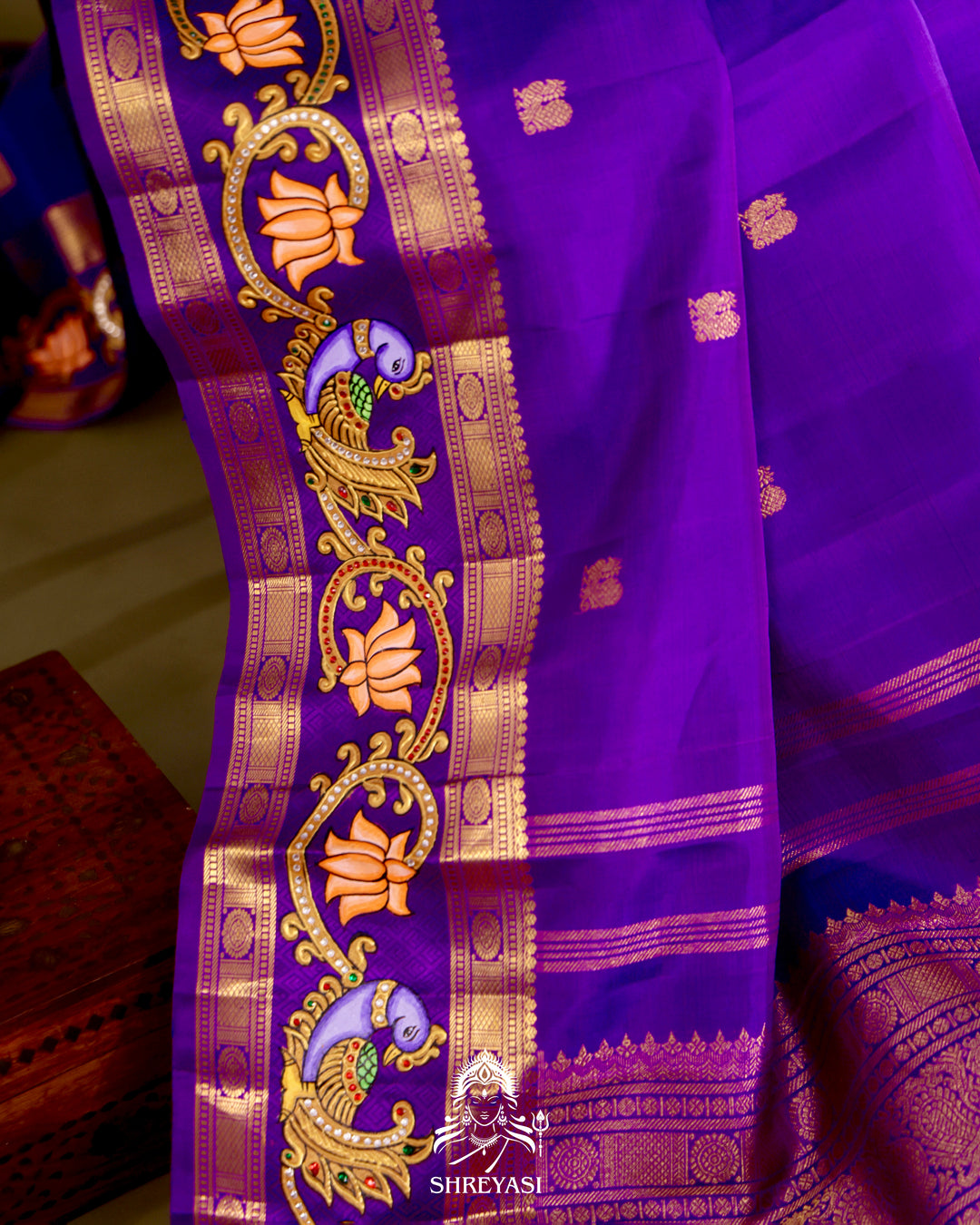Kanjivaram Silk Saree with Tanjore Artwork