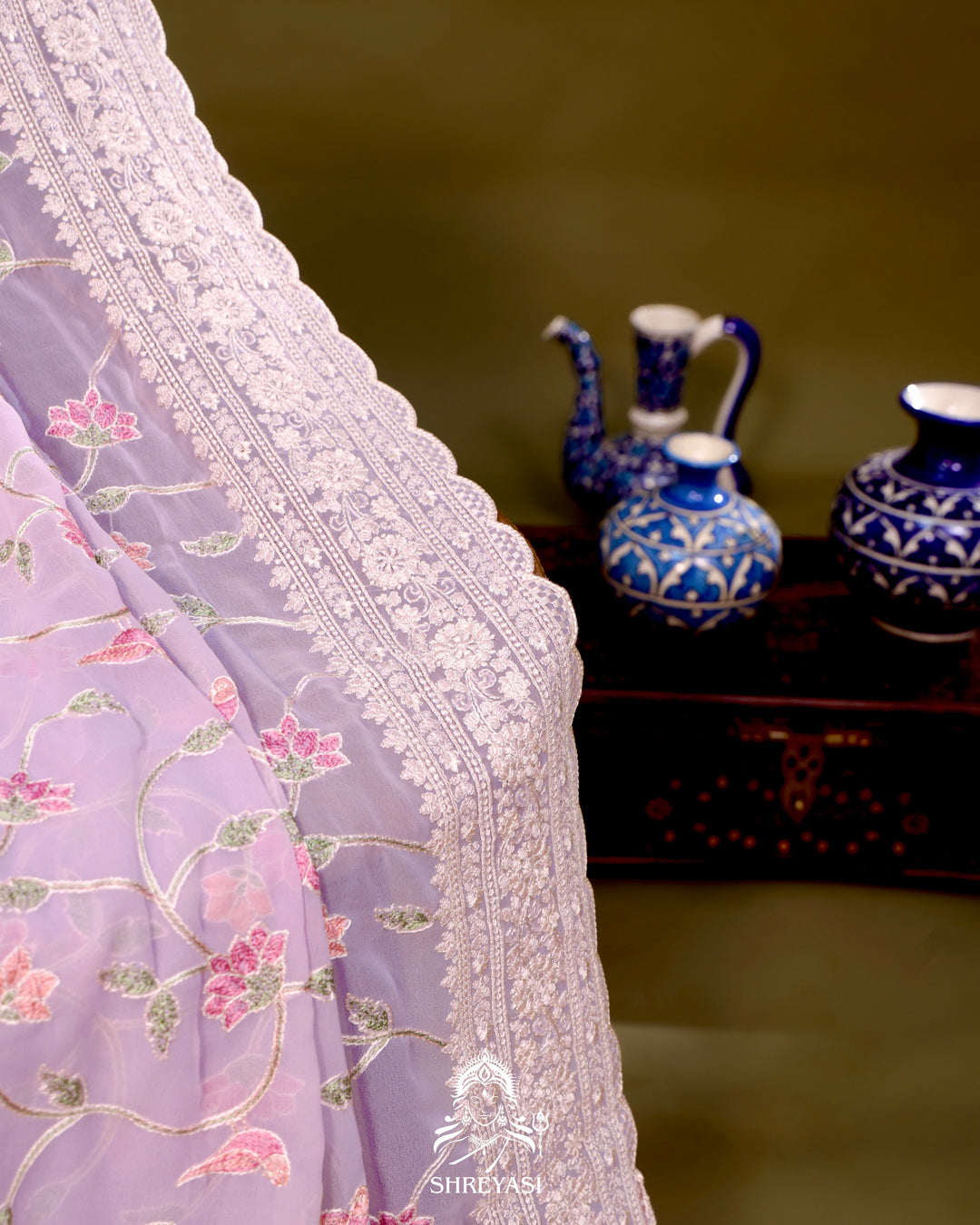 Georgette Saree with Chikankari Inspired Embroidery