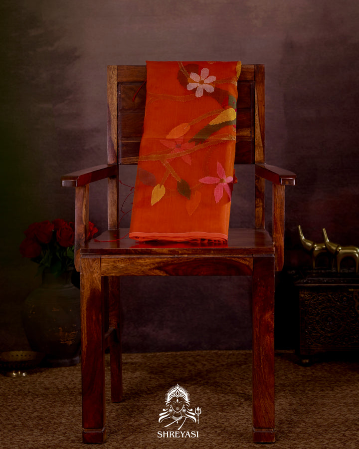 Muslin Jamdani Saree with Full Jaal Needle Weaving