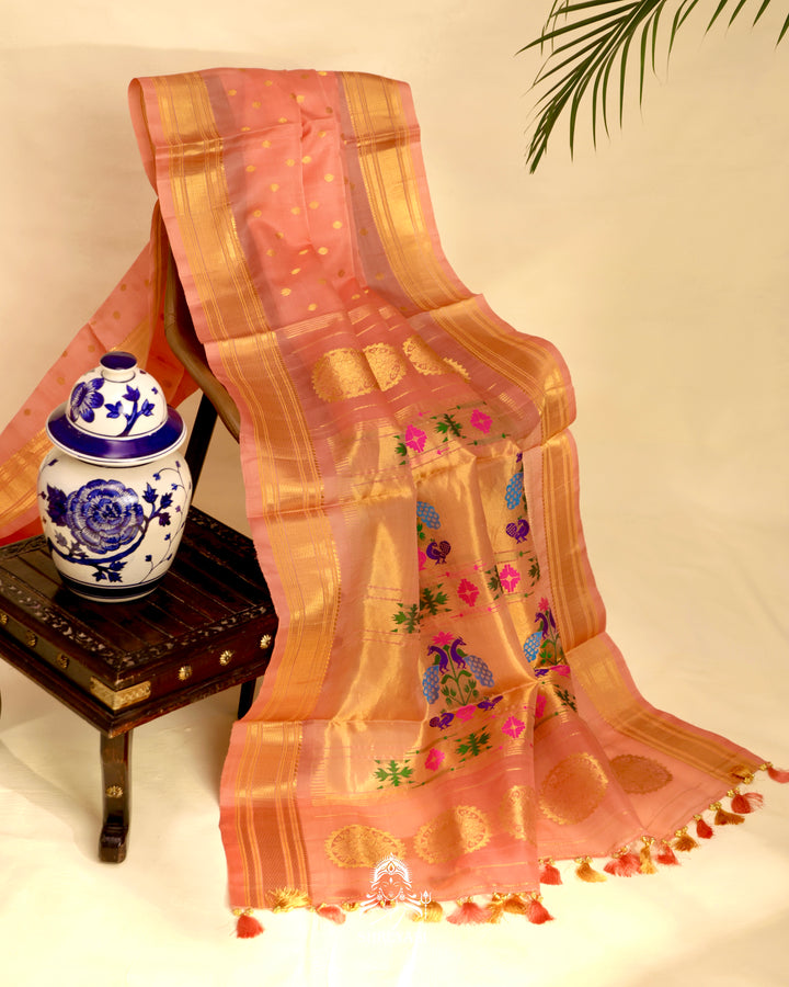 Paithani Gadwal Silk Saree with Paithani Border and Pallu