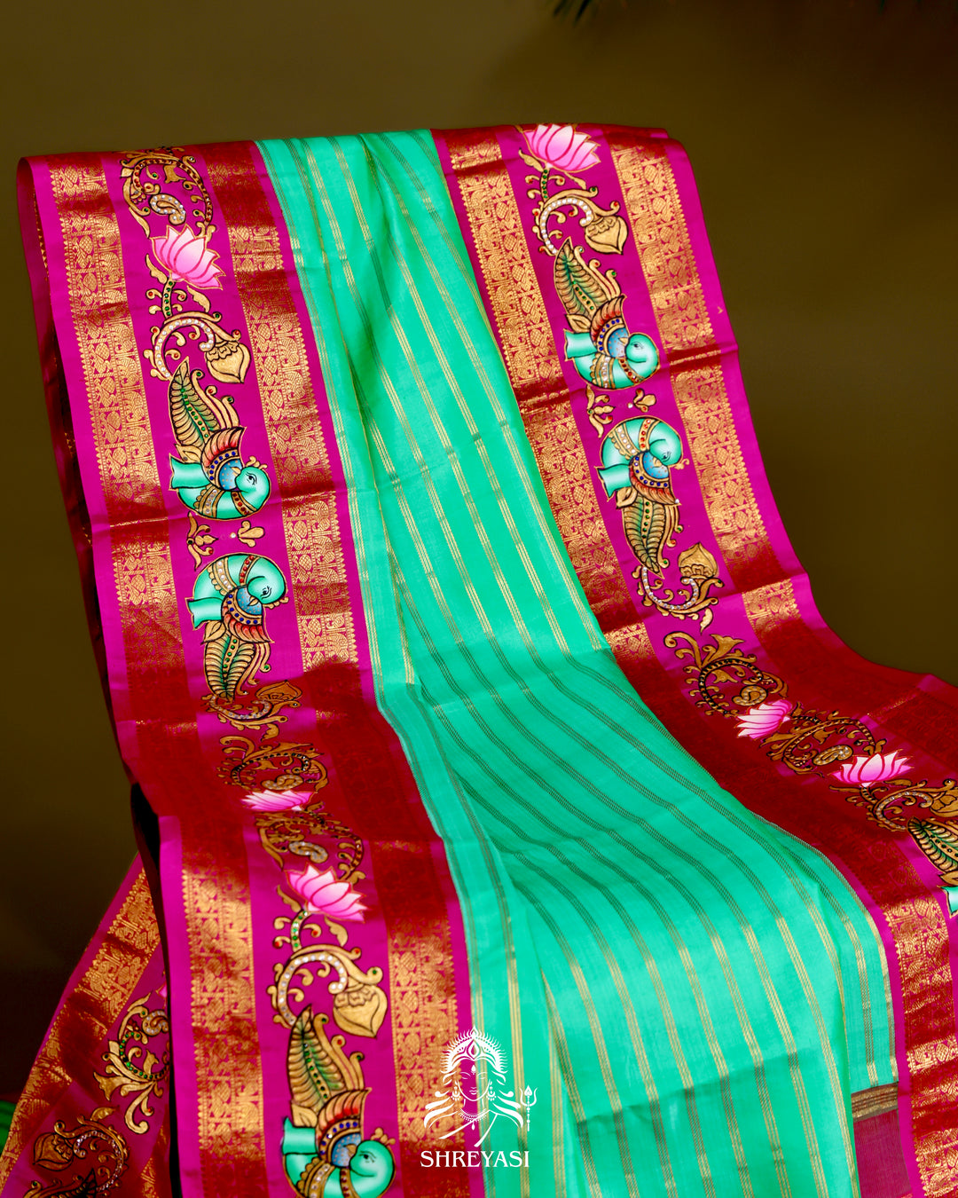 Kanjivaram Silk Saree with Tanjore Artwork