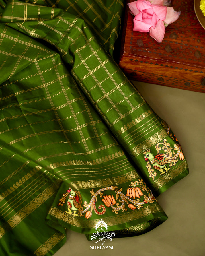 Kanjivaram Silk Saree with Real Zari and Tanjore Artwork