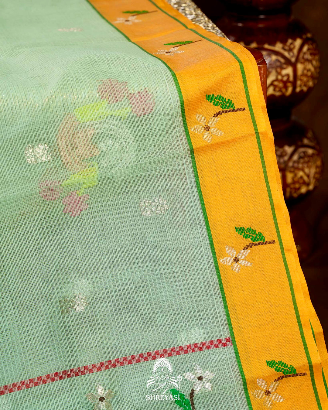 Handloom Pure Zari Kota Saree with Contrast Blouse