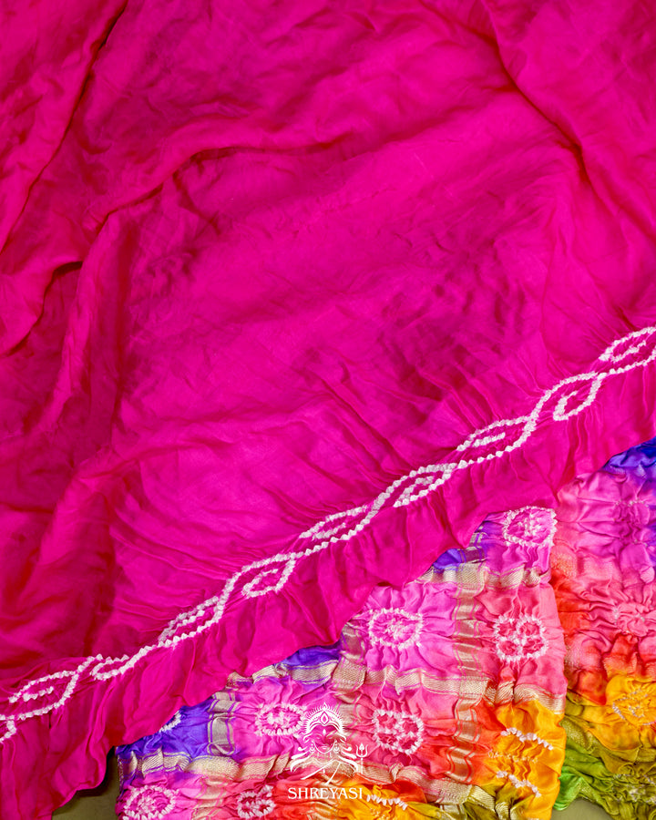 Pure Gaji Silk Gharchola Saree with Hand-Knotted Bandhej