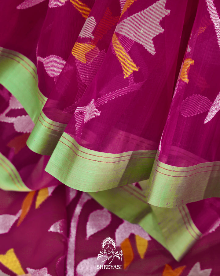 Muslin Jamdani Saree with Full Jaal Weaving