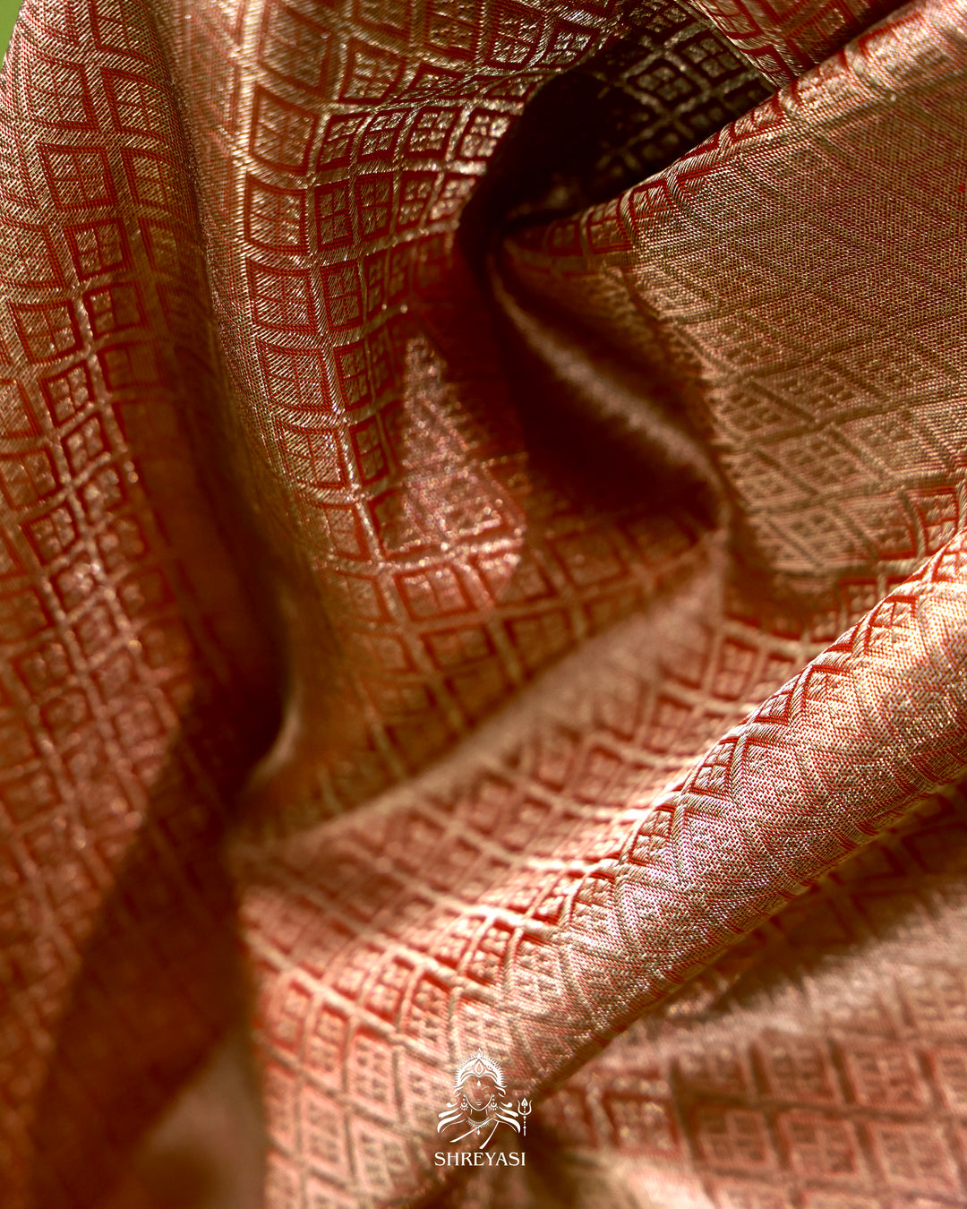 Handloom Pure Kanjivaram Tissue Silk Saree with Petit Point Embroidered Borders