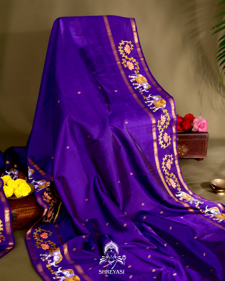 Kanjivaram Silk Saree with Real Zari and Tanjore Artwork