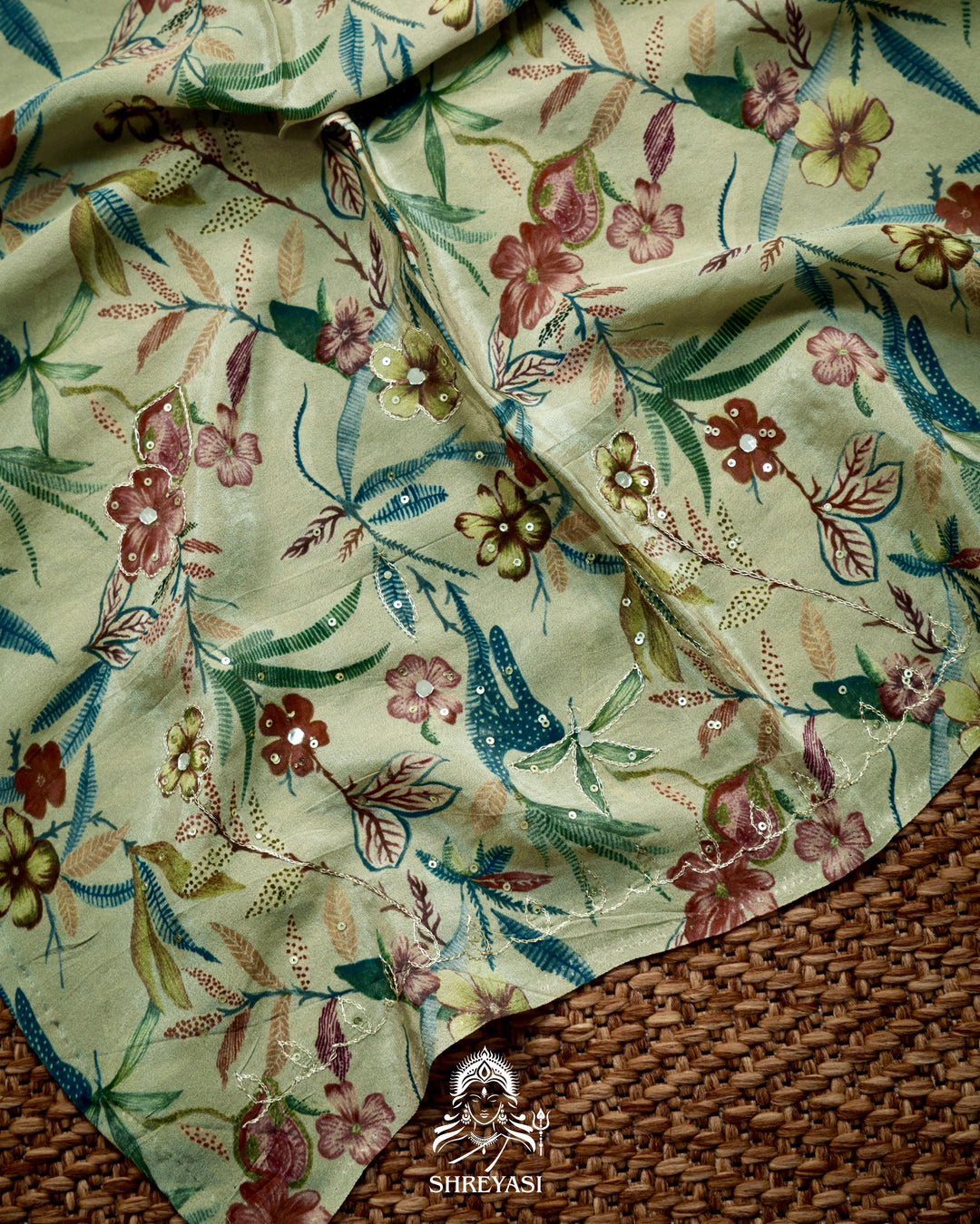 Pure Crepe Silk Storytelling Saree with Miniature Folklore Artwork