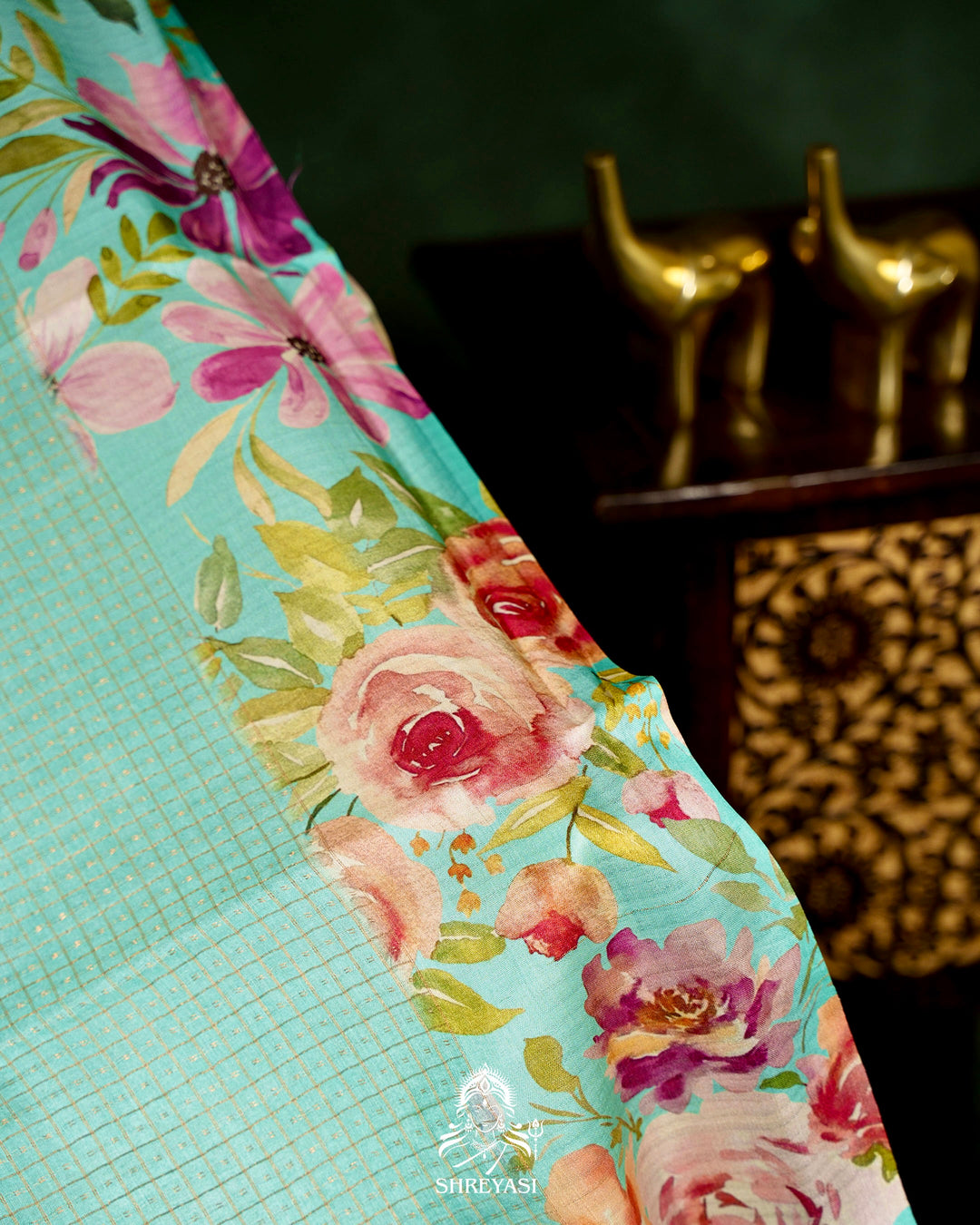 Handloom Pure Desi Tussar Silk Saree with Digital Floral Print