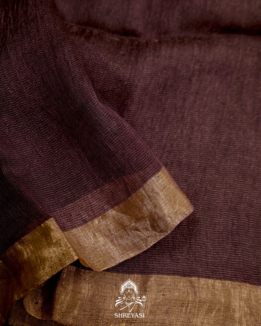 Handloom Silk Linen Jamdani Saree with Tissue Paithani Pallu