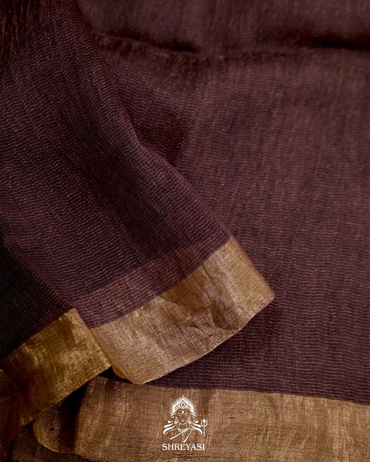 Handloom Silk Linen Jamdani Saree with Tissue Paithani Pallu