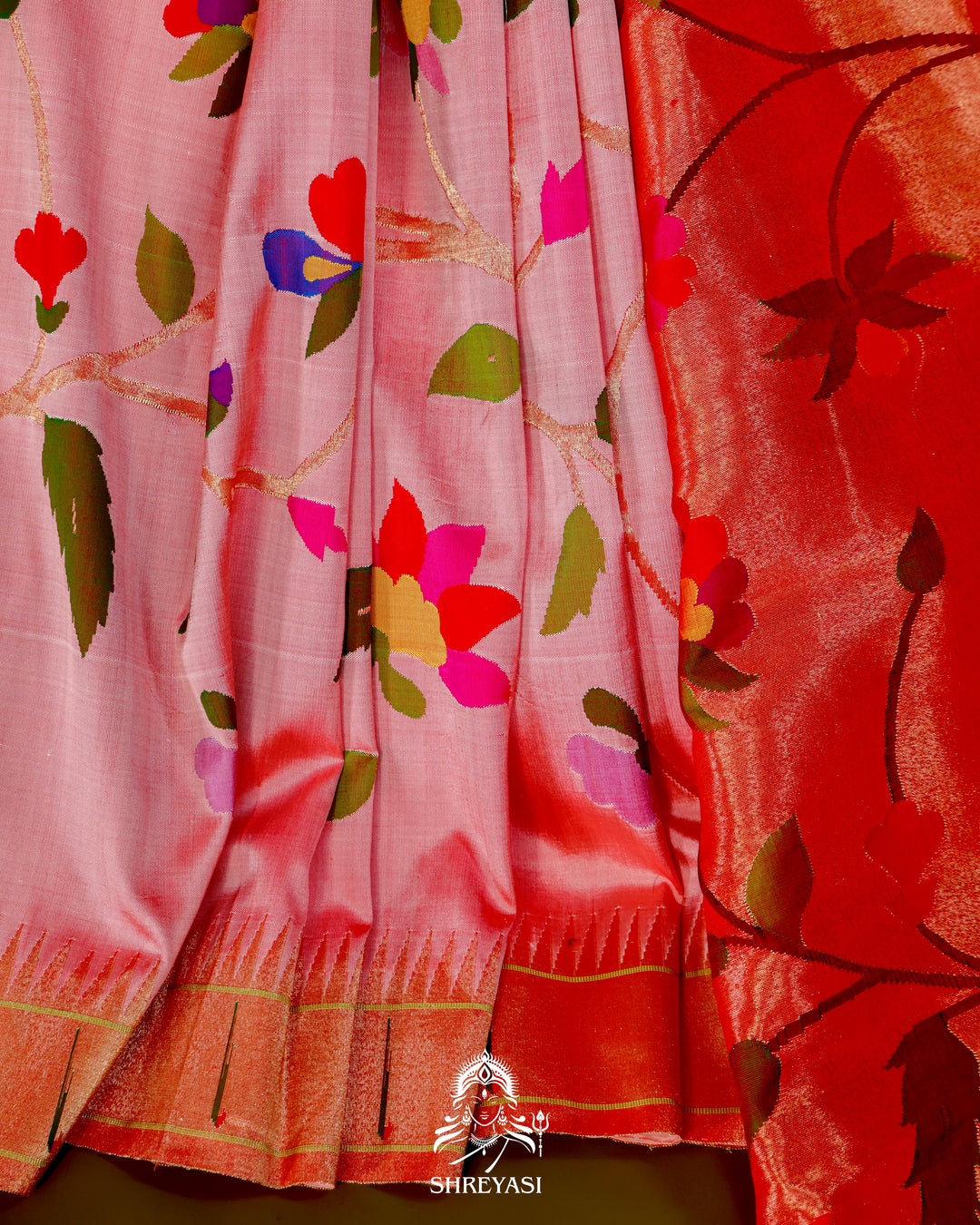 All-Over Paithani Silk Saree with Zari Pallu