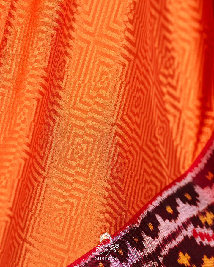 Pure Mysore Silk Saree with Handloom Rajkot Patola Borders