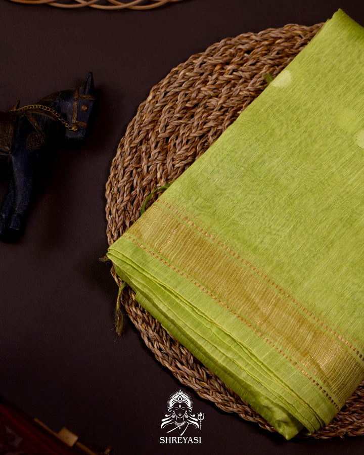 Handloom Pure Linen Saree with Zari Border