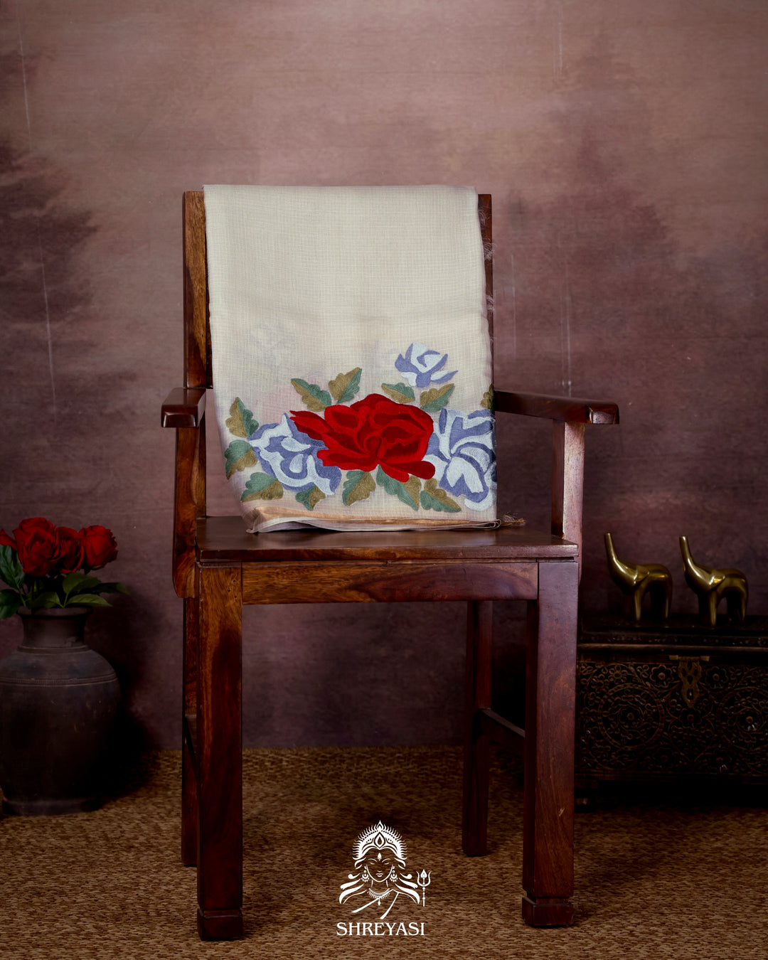 Handloom Pure Silk Kota Saree with Resham Floral Embroidery