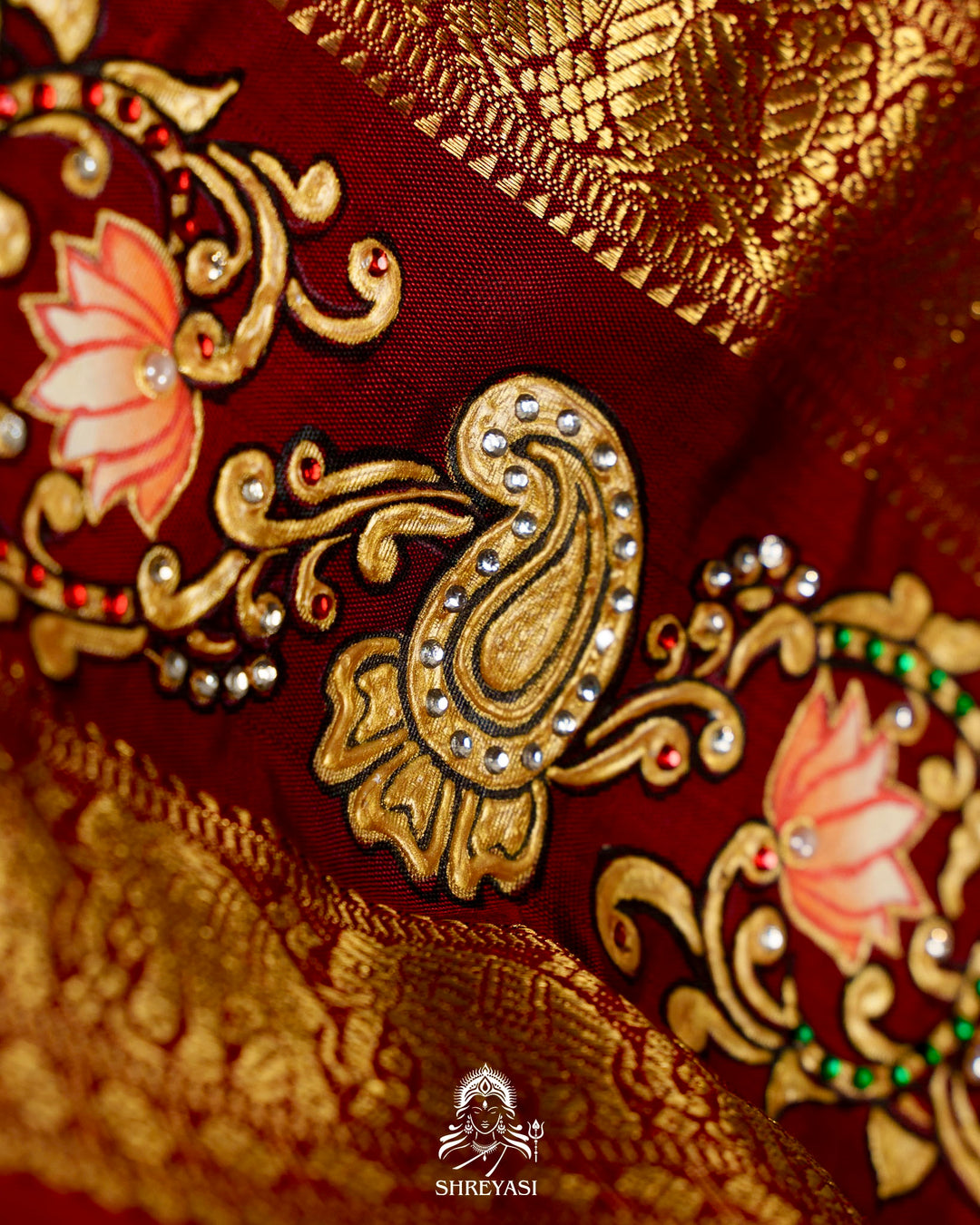 Handloom Pure Kanjivaram Silk Sarees with Real Zari and Hand Painted Tanjore Art