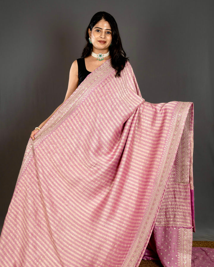 Pure Georgette Silk Saree with Heavy Embroidered Borders and Blouse