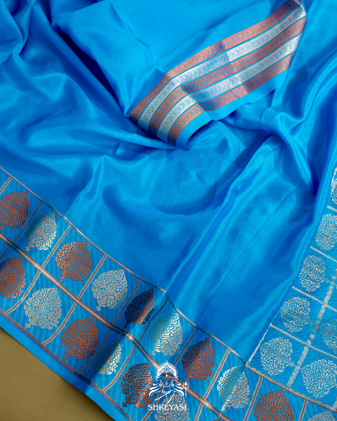 Mysore Silk Saree with Embroidered Floral Silk Blouse